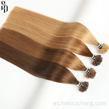 Extensiones de cabello de queratina virgen de la cutícula u Tip Ivisible al por mayor Remy Hauman Extensiones de cabello vendedores liso u punta cabello